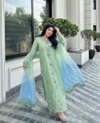Zona Shaham Hand Work Raw Silk Embroidered 3 Pice Unstitched / Stitched