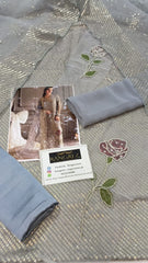 Nureh Grey Formal Collection Chiffon Embroidery 3piece Unstitched