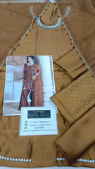Vanya Brown Formal Collecion Shamoz Silk Embroidery 3piece Unstitched / Stitched