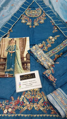 Sara Rohale Asghar Zinc Blue Formal Collection Raw Silk 3 Piece Unstitched