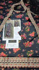 Charizma Black Multi Embroidered Luxury Silk 3 piece Unstitched / Stitched