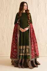 Jazmin Luxury Velvet Dress Embroidered 3 Piece Unstitched - Makhmal Royal Velvet Collection