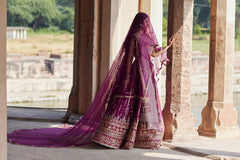 Qalamkar purple 16 kali full net Collection 3 Piece Unstitched