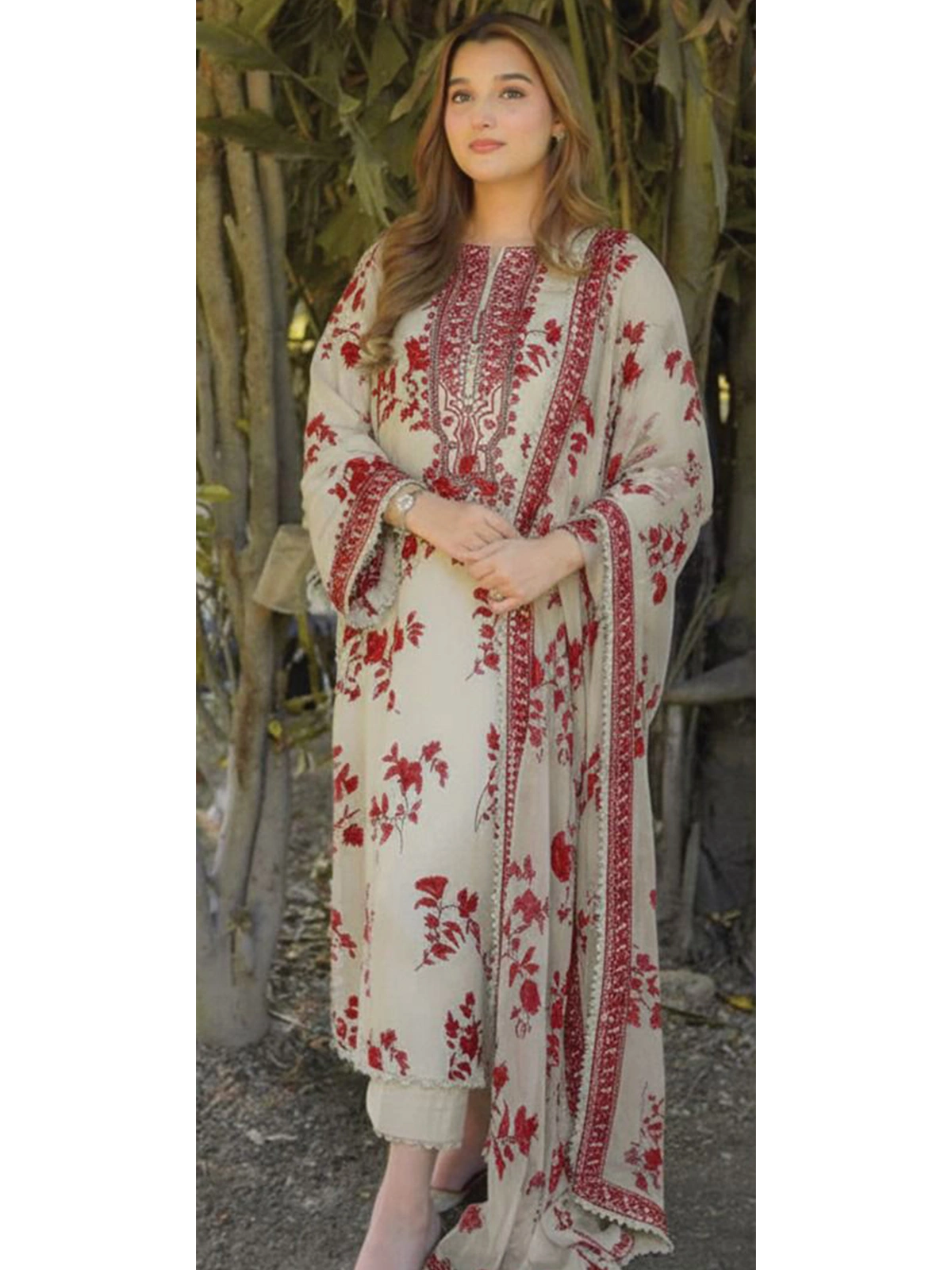 Aneela's Digital Printed Luxury Lawn Emb Collection 3Piece Unstitched / Stitched
