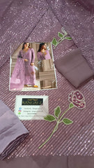 Nureh Tea Pink Fancy Luxury Chiffon Embroidery Collection 3piece Unstitched