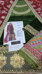 Jazmin Luxury Velvet Dress Embroidered 3 Piece Unstitched - Makhmal Royal Velvet Collection