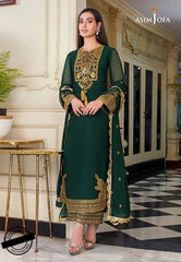 Asim Jofa Heavy Embroidered Spangle Work Chiffon 3 Piece Unstitched