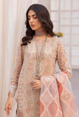 Adan Libas Chantelle Organza Collection Peach Jasper 3 piece Unstitched