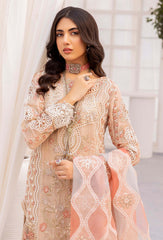 Adan Libas Chantelle Organza Collection Peach Jasper 3 piece Unstitched