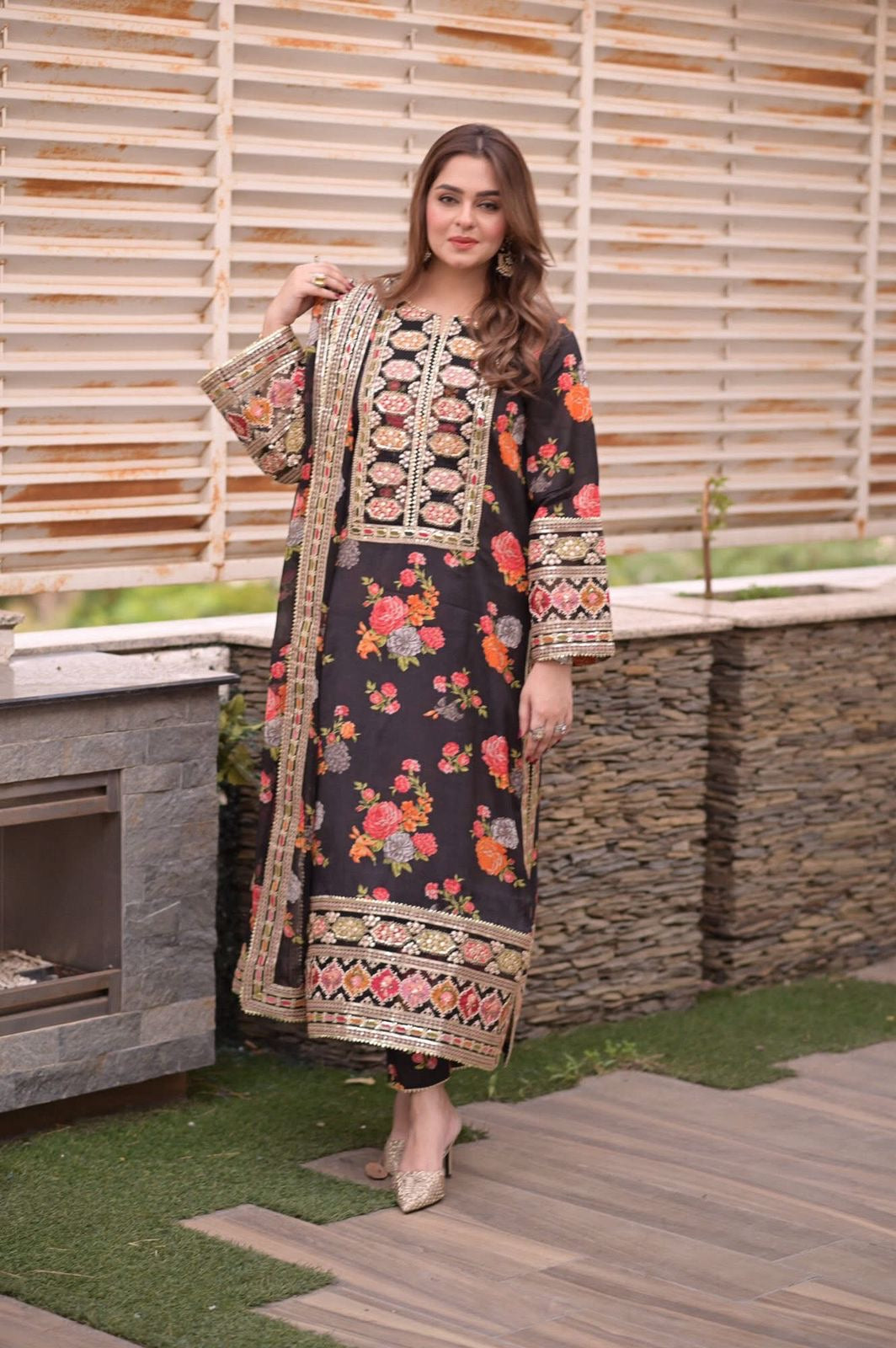 Aneela's Luxury Silk Emb Collection Digital Printed 3 Piece Unstitched