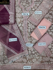 Jazmin Luxury Chiffon Embroidered 3 Piece Unstitched