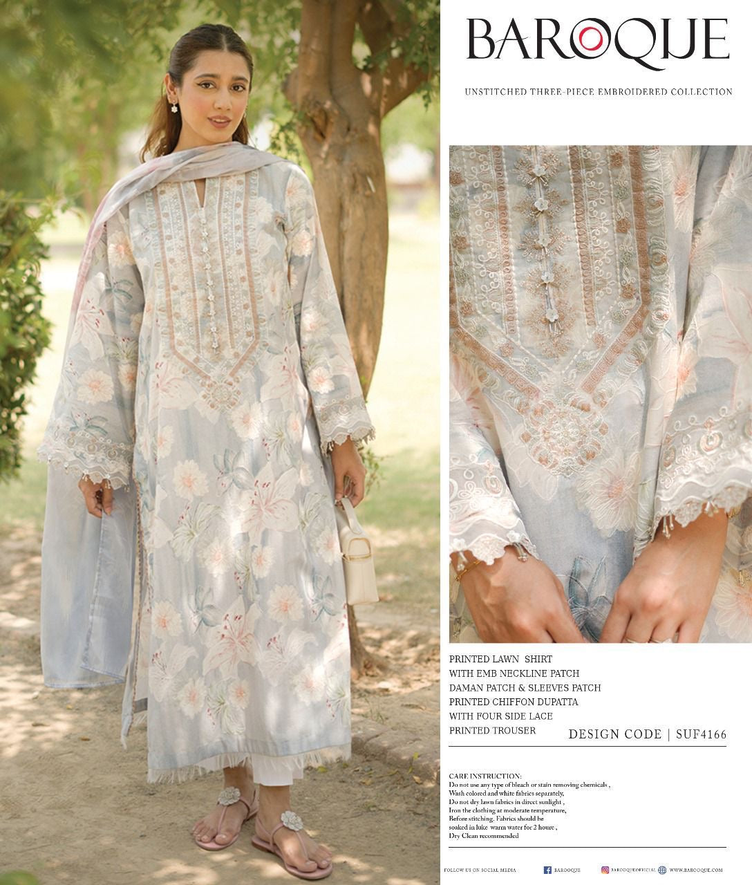 Baroque Luxury Embroidered  Lawn 3 Piece Unstitched