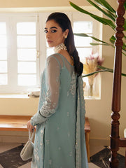 Flossie Sky Blue Organza Dress Embroidered 3 Piece Unstitched / Stitched
