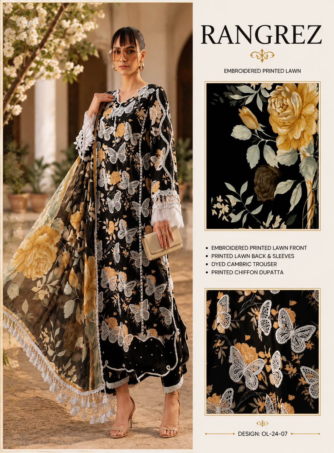 Maria B Luxury Lawn Embroidered 3 piece Unstitched / Stitched