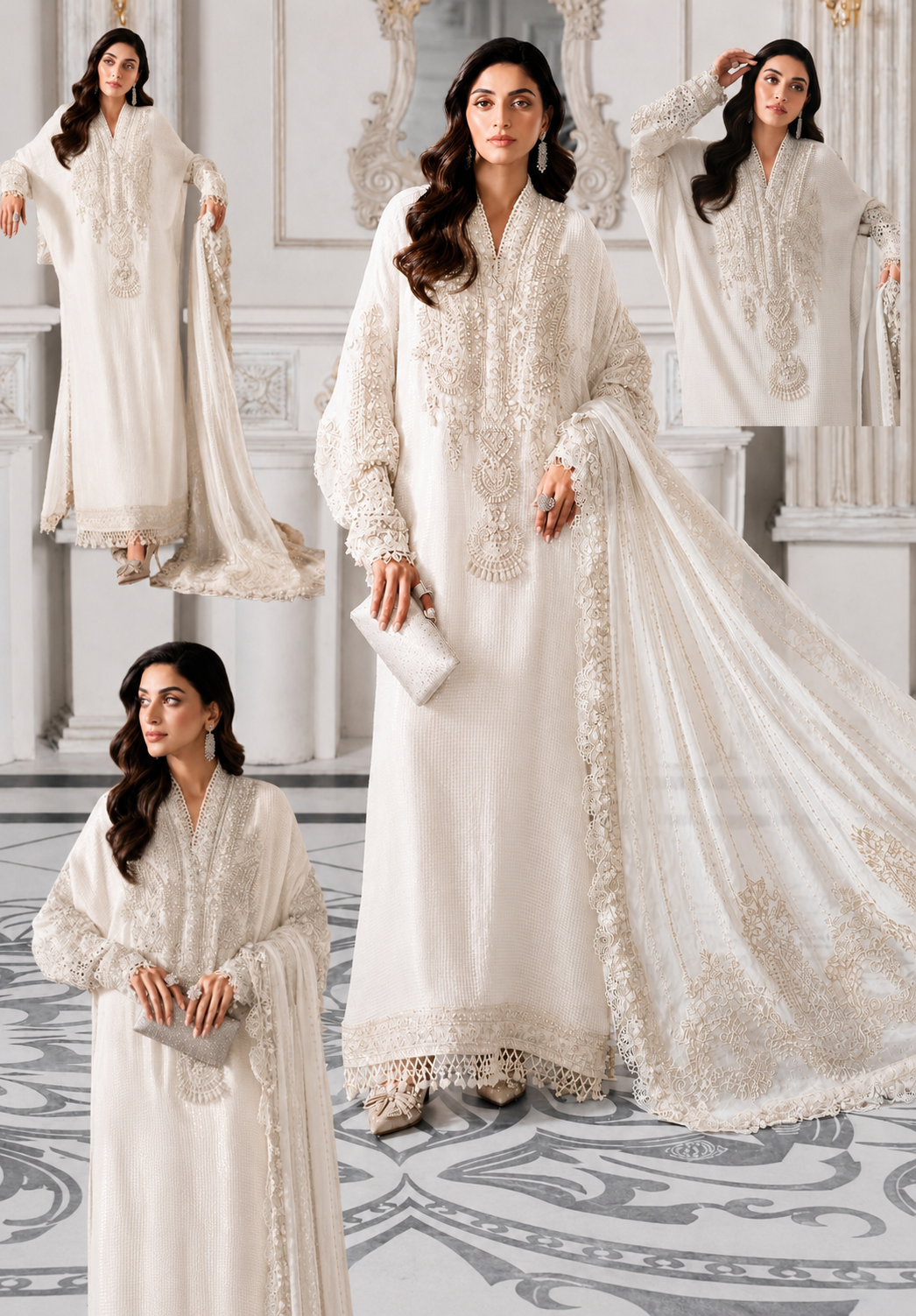 Maria B Luxury Chiffon Embroidery Collection 3 Piece Unstitched / Stitched