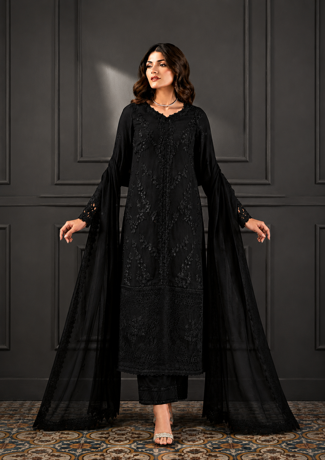 Azure luxury Chiffon Embroidered 3 Piece Unstitched / Stitched