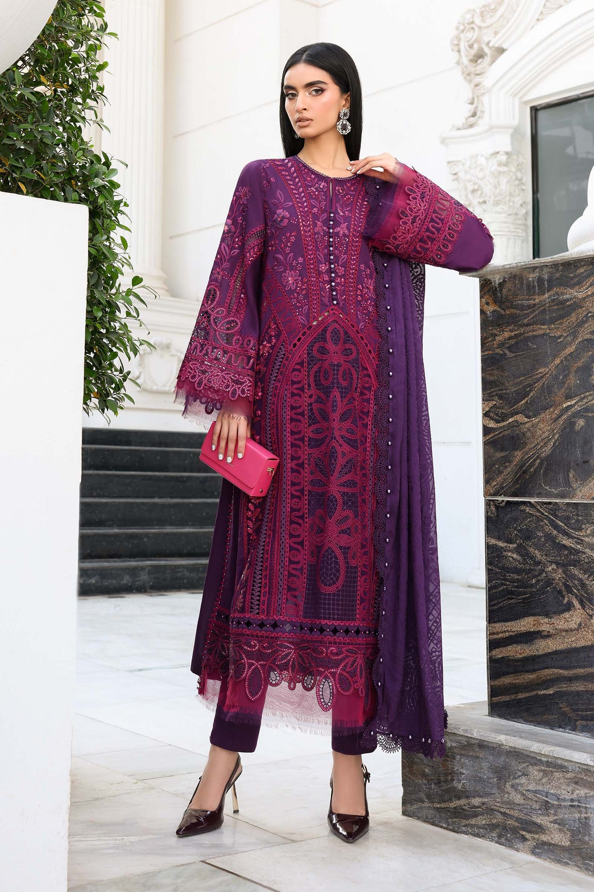 Maria B Luxury Lawn Embroidered 3 piece Unstitched / Stitched