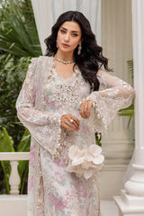 Maria B White Embroidered Chiffon Luxury 3 Piece Unstitched