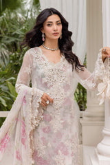 Maria B White Embroidered Chiffon Luxury 3 Piece Unstitched