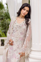 Maria B White Embroidered Chiffon Luxury 3 Piece Unstitched