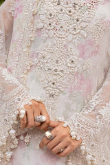 Maria B White Embroidered Chiffon Luxury 3 Piece Unstitched / Stitched