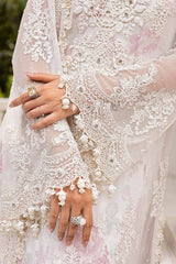 Maria B White Embroidered Chiffon Luxury 3 Piece Unstitched