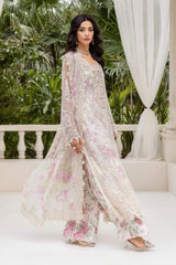 Maria B White Embroidered Chiffon Luxury 3 Piece Unstitched