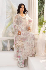 Maria B White Embroidered Chiffon Luxury 3 Piece Unstitched / Stitched