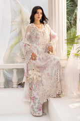 Maria B White Embroidered Chiffon Luxury 3 Piece Unstitched
