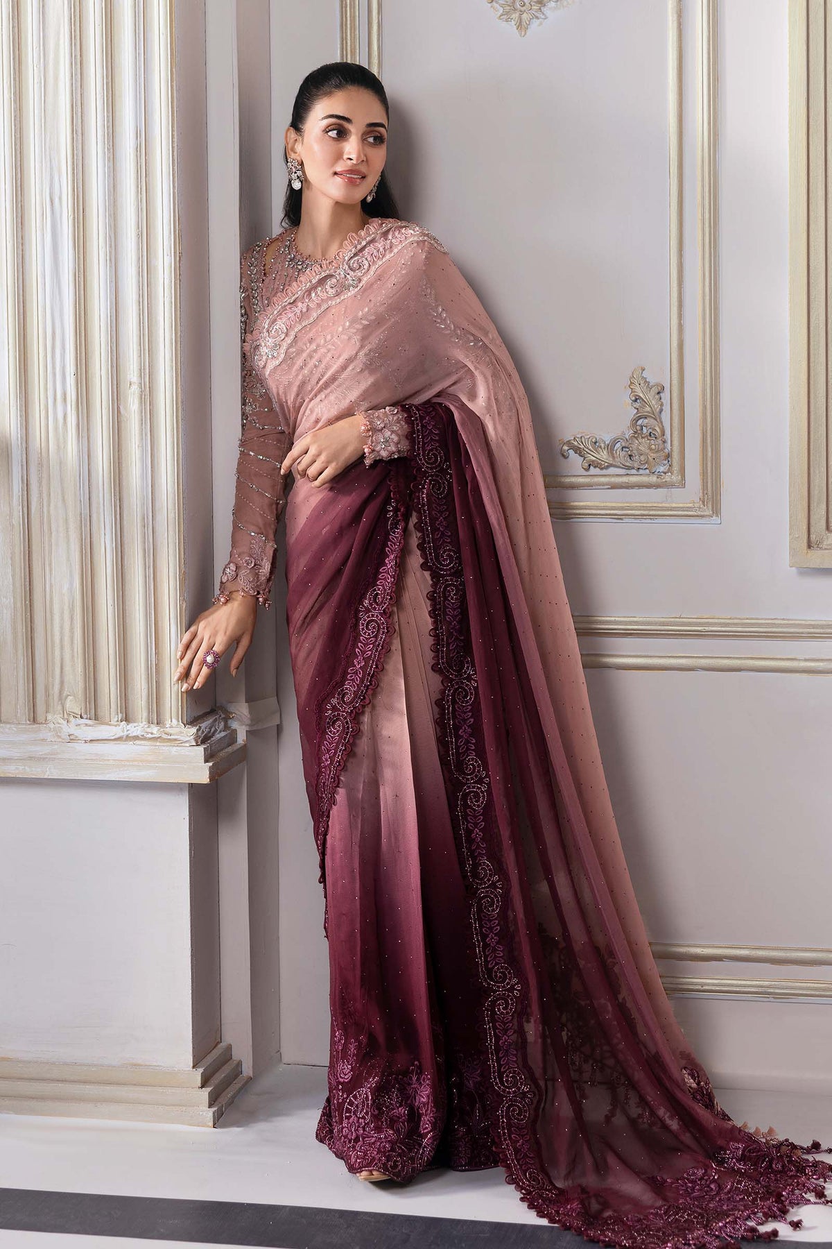 Maria B Luxury Net Hand Work Embroidered Saree Unstitched