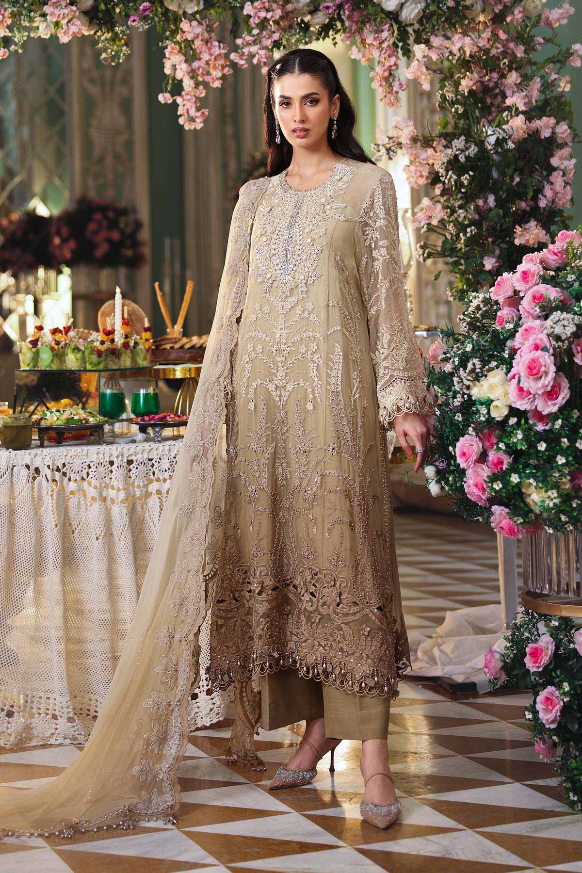 Maria.B Luxury Chiffon Wedding Edition Collection Embroidered 3 Piece Unstitched / Stitched
