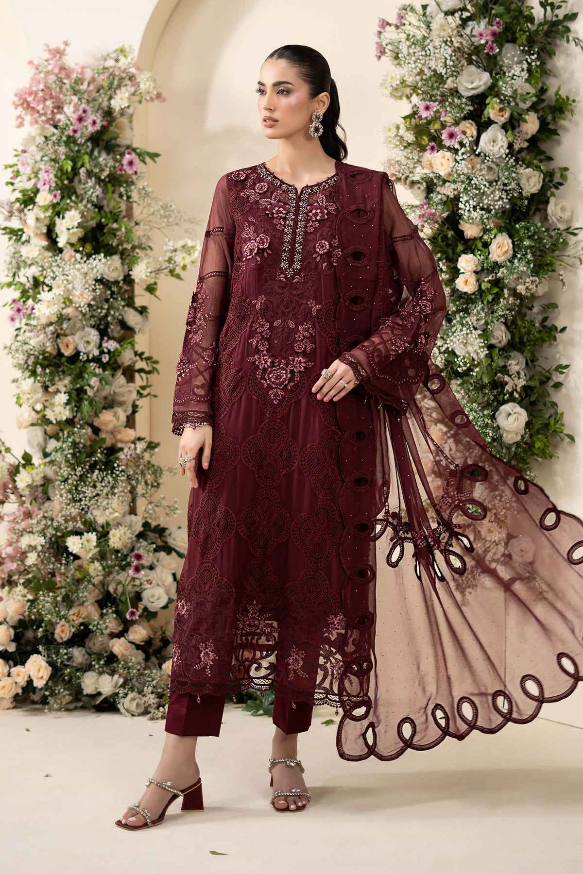 Maria B Embroidered Chiffon Collection 3 Piece Unstitched / Stitched