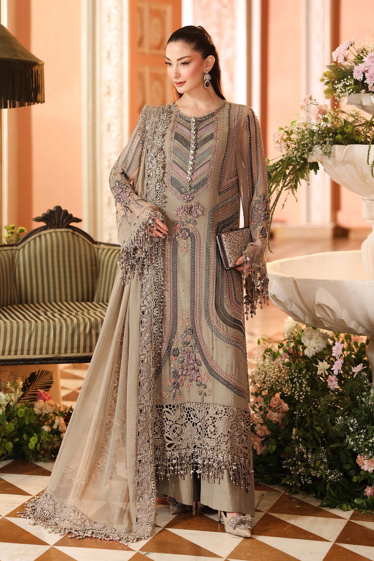 Maria B Embroidered Chiffon Collection 3 Piece Unstitched / Stitched