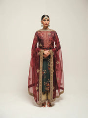 Humjoli Embroidered Dark Green Luxury lawn 3 Piece Unstitched