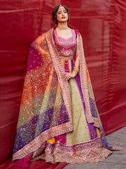 Bin Ilyas Raw Silk Embroidered Lehenga Maxi Unsitched