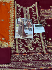 Asim Jofa Luxury Chiffon Embroidered 3 piece Unstitched