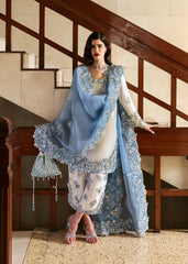 Hussain Rehar Row Silk Dress Embroidered 3 Piece Unstitched / Stitched