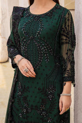 Zebtan Green Chiffon Formal Collection Embroidered Hand Work 3pc Unstitched