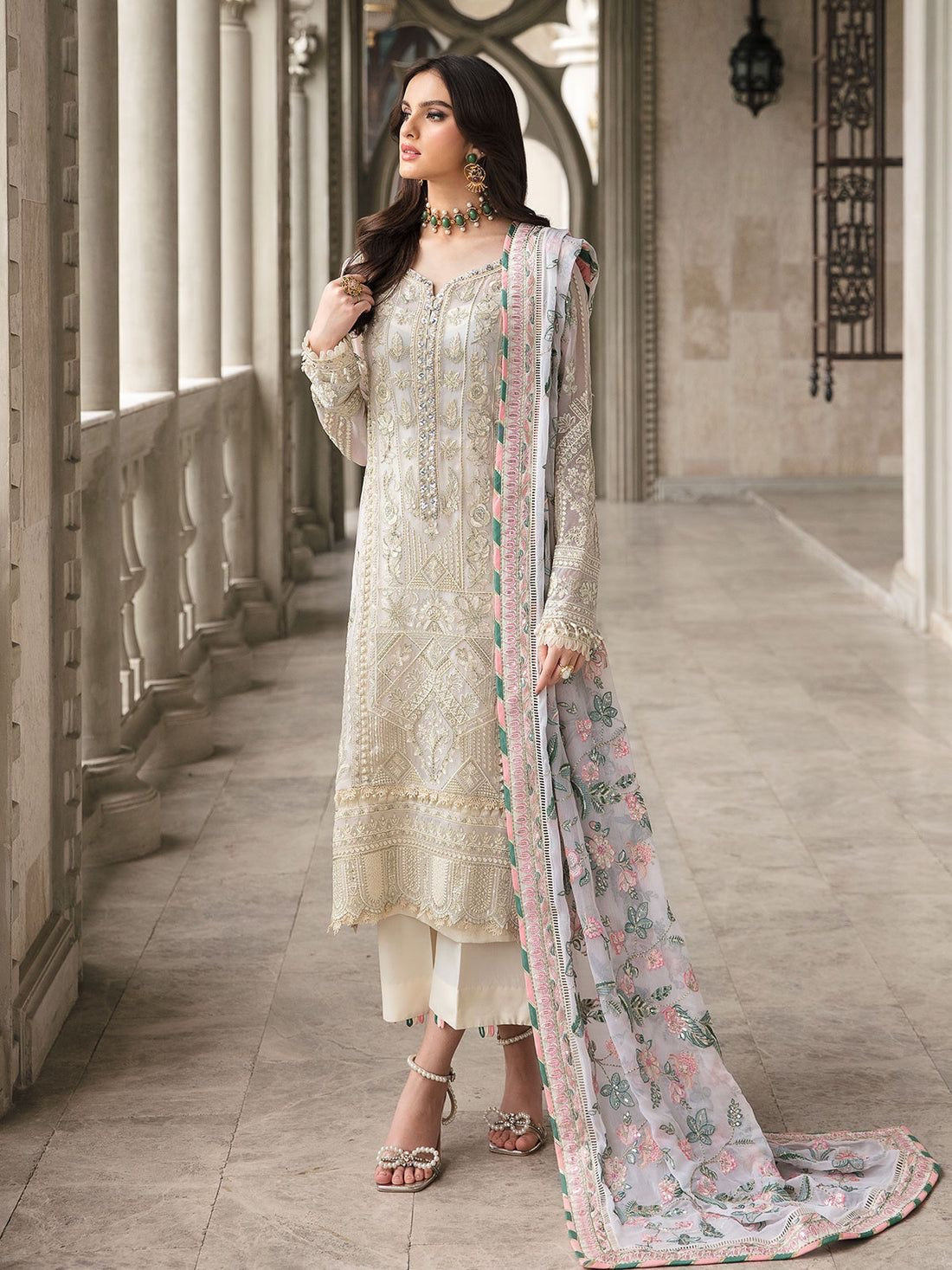 Gulaal Wedding Collection Embroidered Organza Dress Hand Work 3 Piece Unstitched