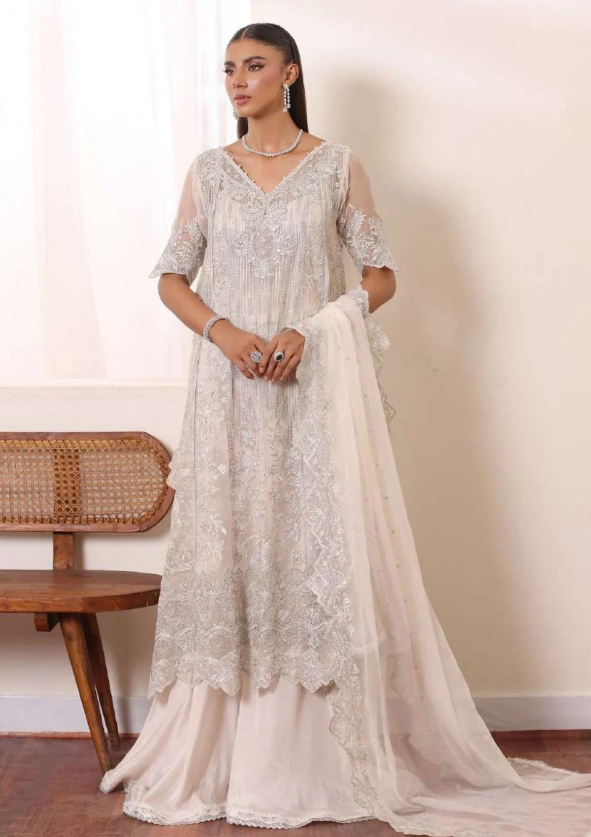 Noor By Sadia Luxury Chiffon Embroidered 3 Piece Unstitched / Stitched