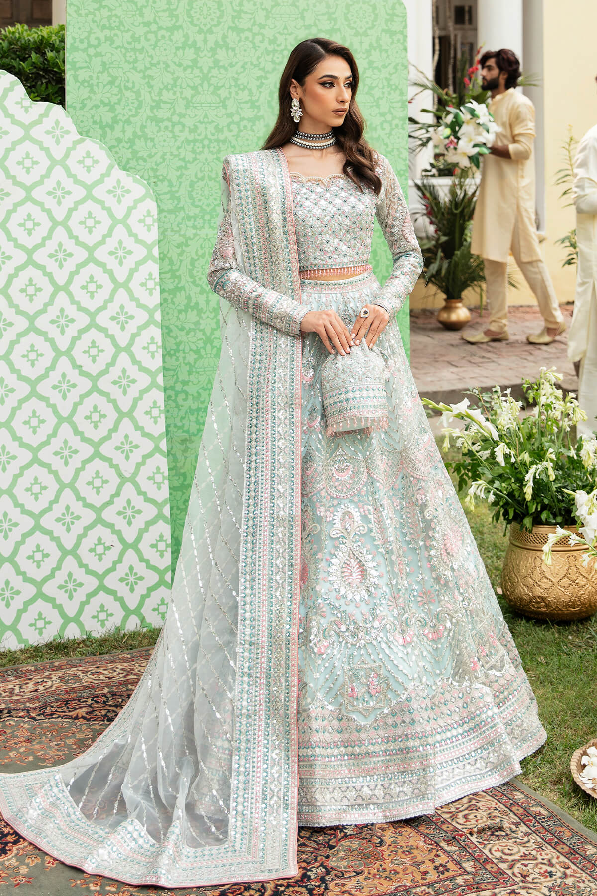 Imrozia Noor-E-Gul Luxury Net Maxi Embroidered 3 Piece Unstitched / Stitched