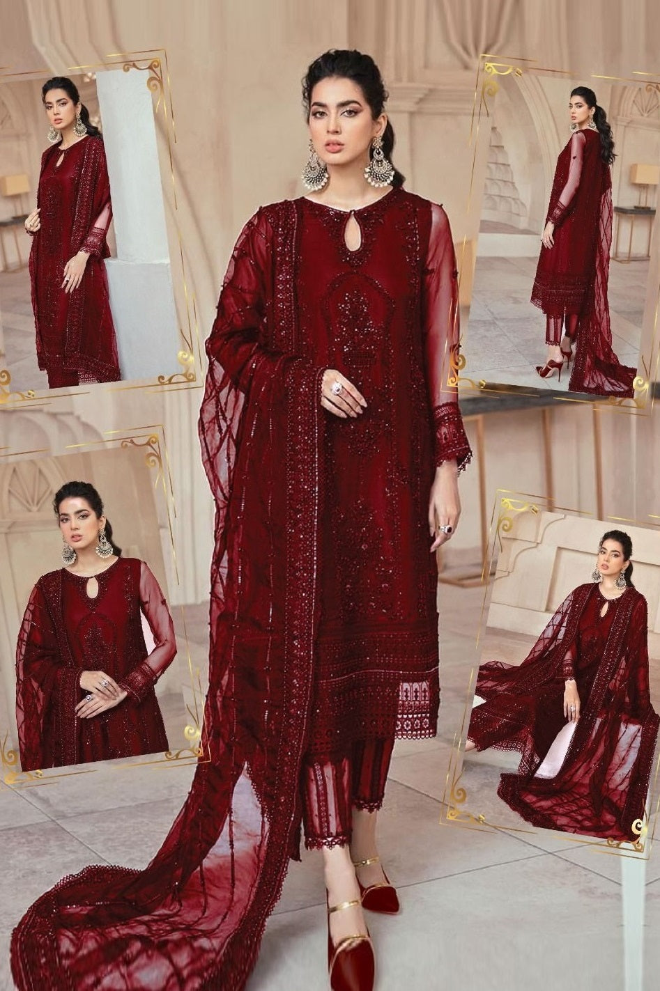 Mushq Formal Net Collection Embroidered 3 Piece Unstitched