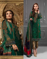 Maria B Green Embroidered Chiffon Luxury 3 Piece Unstitched