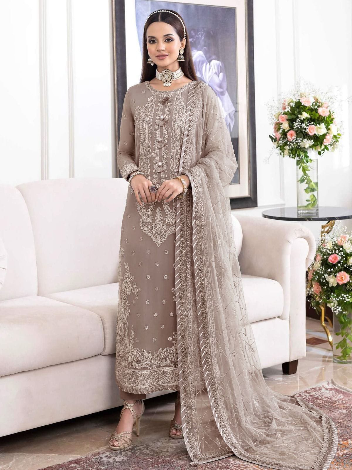 Asim Jofa Luxury Chiffon Embroidered 3 Piece Unstitched / Stitched