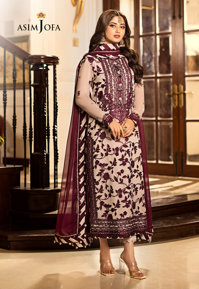 Asim Jofa Luxury Chiffon Embroidered 3 piece Unstitched