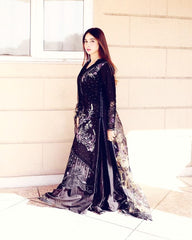 Mushq Navy Blue Luxury Silk Collection Embroidered 3 Piece Unstitched