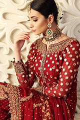 Ayesha Imran Red Maxi Embroidery Luxury Chiffon 3 Piece Unstitched