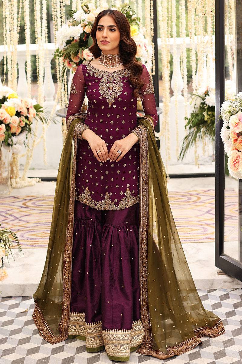 Ayesha Imran Purple Embroidery Luxury Chiffon 3 Piece Unstitched / Stitched