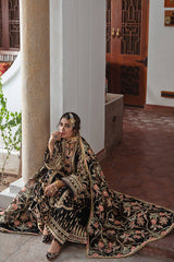 Mohsin Naveed Ranjha Black Full Embroidered & Hand work Organza Dress 3 Piece Unstitched