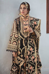 Mohsin Naveed Ranjha Black Full Embroidered & Hand work Organza Dress 3 Piece Unstitched